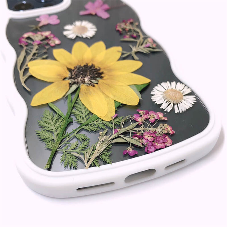 Yellow Cosmos Purple Lobelia Erinus | Waves Case | Bumper Border Case | iPhone 12/13/14 Phone Case