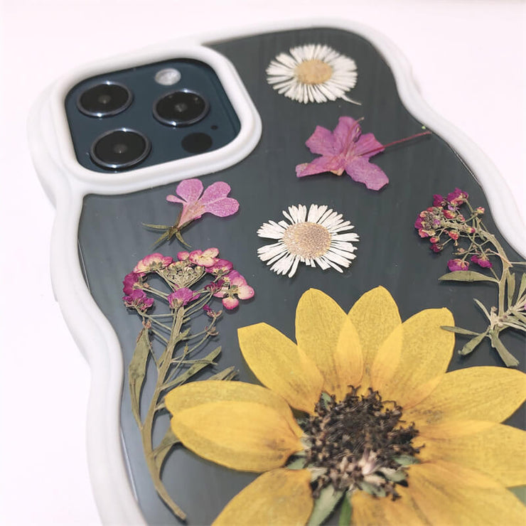 Yellow Cosmos Purple Lobelia Erinus | Waves Case | Bumper Border Case | iPhone 12/13/14 Phone Case