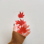 Real Pressed Flowers - Red Maple Leaf Clear Phone Case