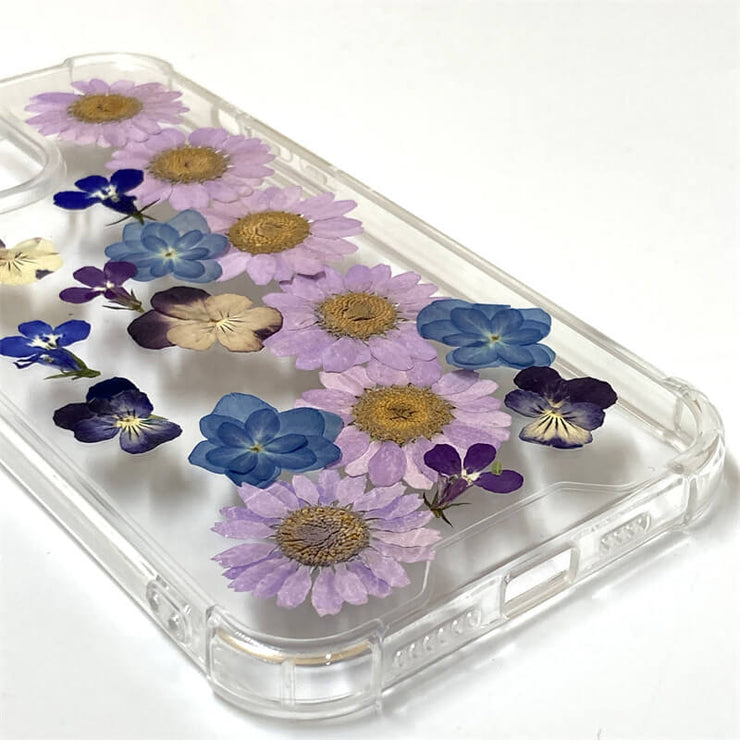 Purple Daisy Hydrangea | Clear Bumper Phone Case | Optional Magnetic Ring