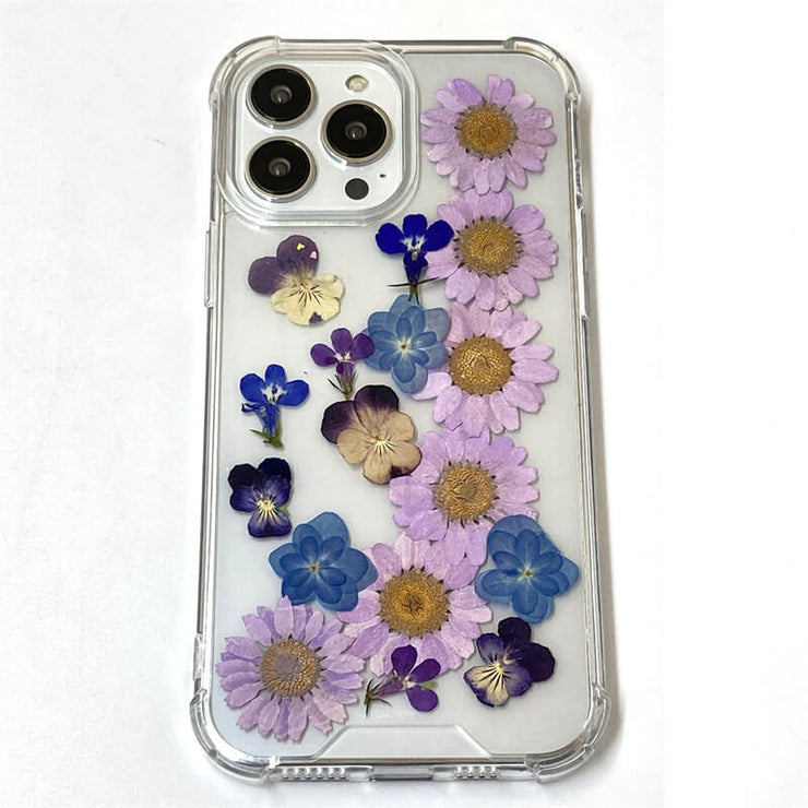 Purple Daisy Hydrangea | Clear Bumper Phone Case | Optional Magnetic Ring