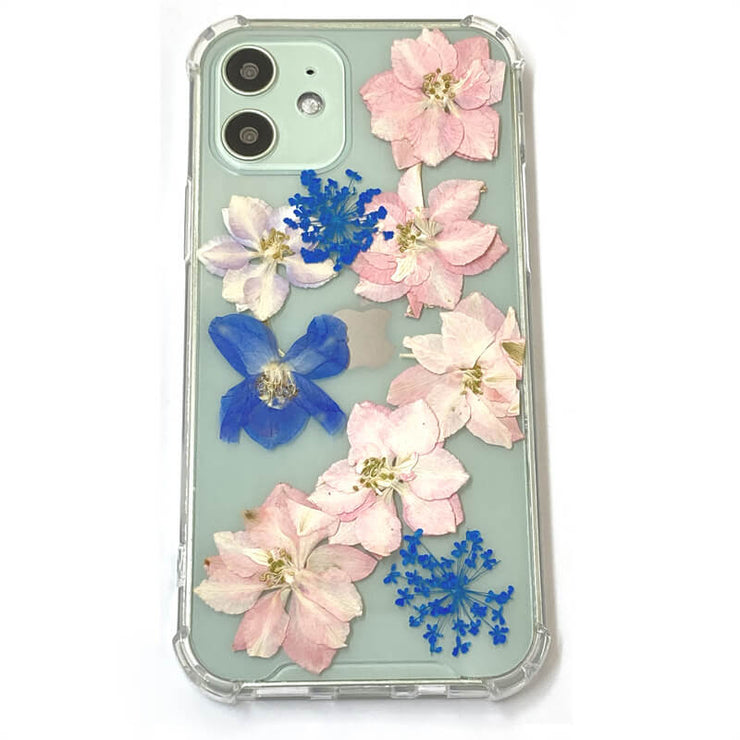 Pink Delphinium Lace Flower | Clear Bumper Phone Case | Optional Magnetic Ring