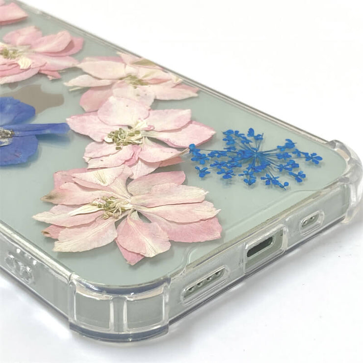 Pink Delphinium Lace Flower | Clear Bumper Phone Case | Optional Magnetic Ring