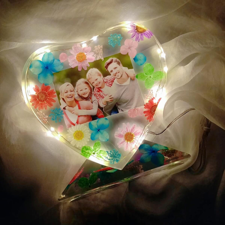 Light Blue Flower Customizable Picture Resin Love Night Light