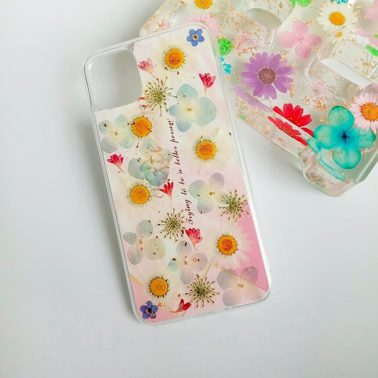 White Daisies Pink Background Clear Phone Case