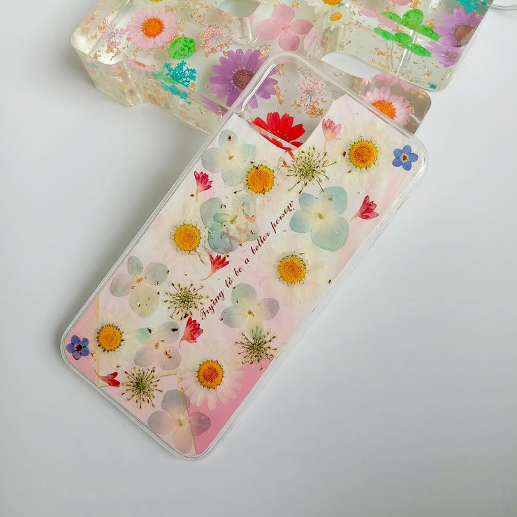 White Daisies Pink Background Clear Phone Case