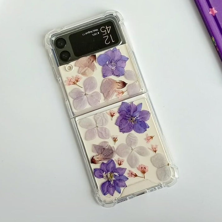 Purple Pressed Delphinium | Bumper Case | z Flip 3, z Flip 4, z Fold 3, z Fold 4