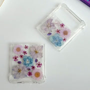 Blue Purple Pressed Flowers Samsung Z Flip/Fold Clear Case