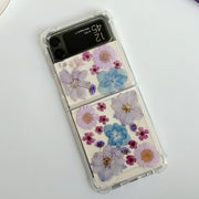 Blue Purple Pressed Flowers Samsung Z Flip/Fold Clear Case