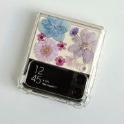 Blue Purple Pressed Flowers Samsung Z Flip/Fold Clear Case