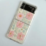 Pink Pressed Flowers Samsung Z Flip/Fold Clear Case