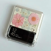 Pink Pressed Flowers Samsung Z Flip/Fold Clear Case