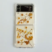 White Daisies Yellow Pressed Flowers Samsung Z Flip/Fold Clear Case