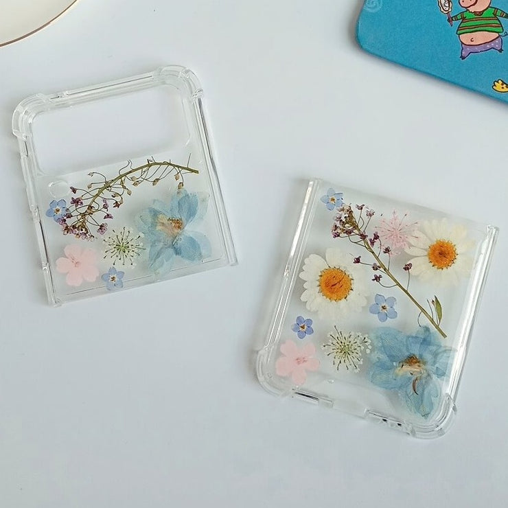 White Daisies Samsung Z Flip/Fold Clear Case