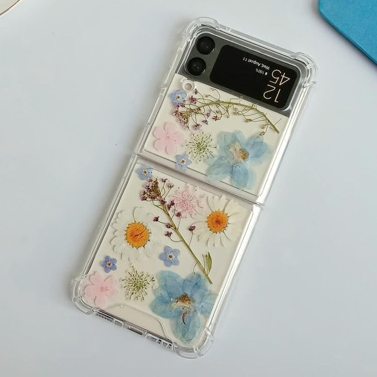 White Daisies Samsung Z Flip/Fold Clear Case