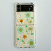 White Blue Pressed Daisies Samsung Z Flip/Fold Clear Case