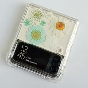 White Blue Pressed Daisies Samsung Z Flip/Fold Clear Case