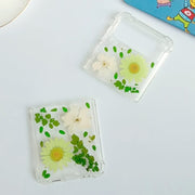 Green Daisy White Pressed Flowers Samsung Z Flip/Fold Clear Case