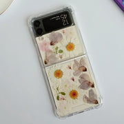 White Pressed Daisies Samsung Z Flip/Fold Clear Case