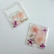 Purple Pink Pressed Flowers Samsung Z Flip/Fold Clear Case