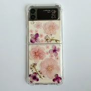 Purple Pink Pressed Flowers Samsung Z Flip/Fold Clear Case