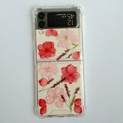 Red Pressed Flowers Samsung Z Flip/Fold Clear Case