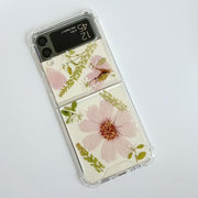 Pink Pressed Flowers Samsung Z Flip/Fold Clear Case