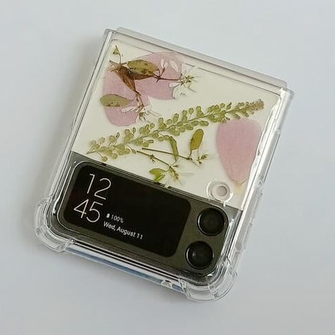 Pink Pressed Flowers Samsung Z Flip/Fold Clear Case