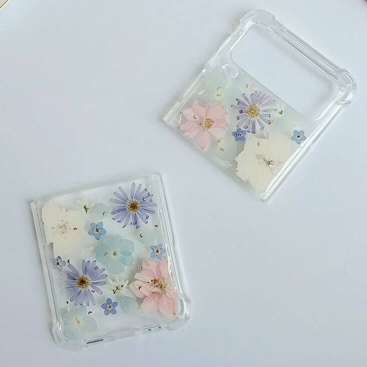 Light Color Pressed Flowers Samsung Z Flip/Fold Clear Case