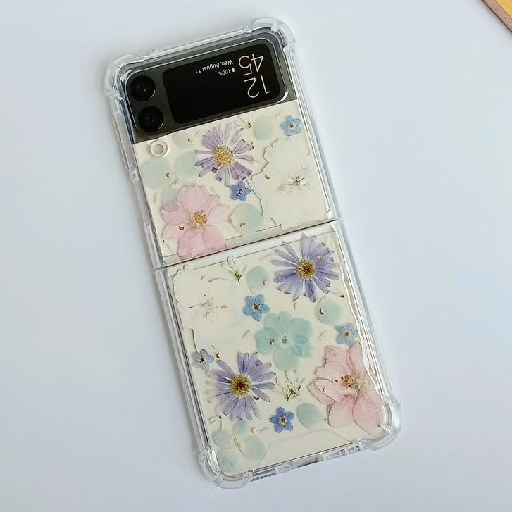 Light Color Pressed Flowers Samsung Z Flip/Fold Clear Case