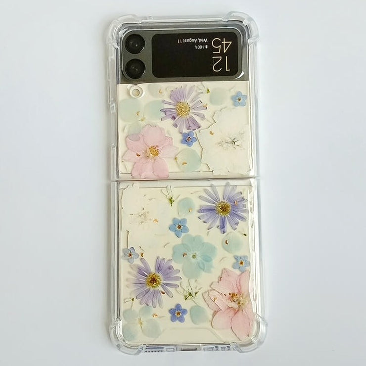 Light Color Pressed Flowers Samsung Z Flip/Fold Clear Case