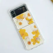 Yellow Pressed Flowers Samsung Z Flip/Fold Clear Case