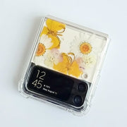 Yellow Pressed Flowers Samsung Z Flip/Fold Clear Case