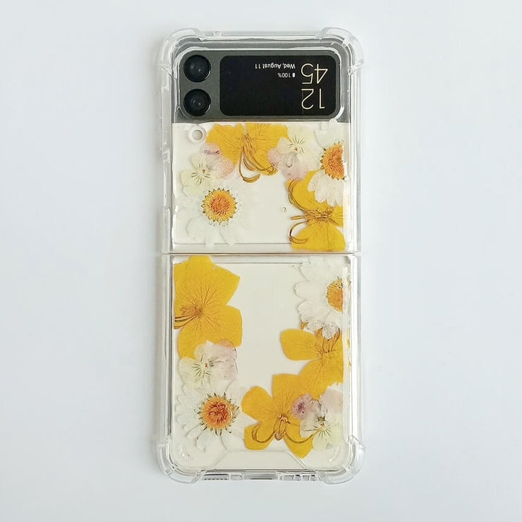 Yellow Pressed Flowers Samsung Z Flip/Fold Clear Case