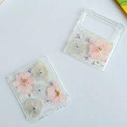 Pink White Pressed Flowers Samsung Z Flip/Fold Clear Case