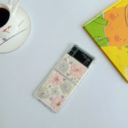 Pink White Pressed Flowers Samsung Z Flip/Fold Clear Case