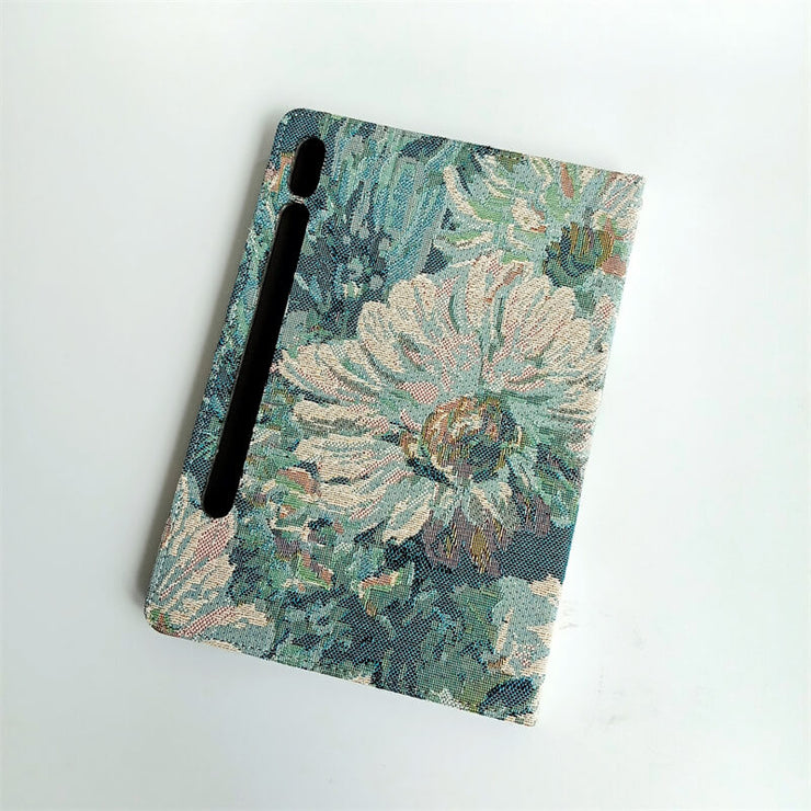 Summer Blue Oil Painting Embroidery Tablet Case | Tab S7 S8 | Tab A7 A8