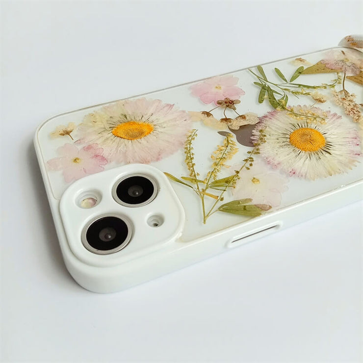 The Taste Of Paddy Fields | Multicolor Lanyard | Pressed Flower Bumper White Border Case