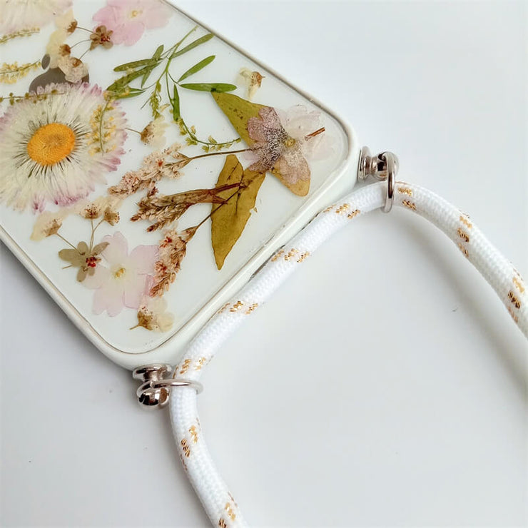 The Taste Of Paddy Fields | Multicolor Lanyard | Pressed Flower Bumper White Border Case