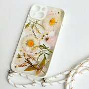 The Taste Of Paddy Fields | Multicolor Lanyard | Pressed Flower Bumper White Border Case