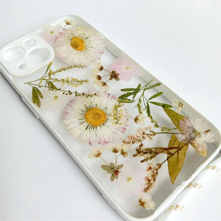 The Taste Of Paddy Fields | Multicolor Lanyard | Pressed Flower Bumper White Border Case