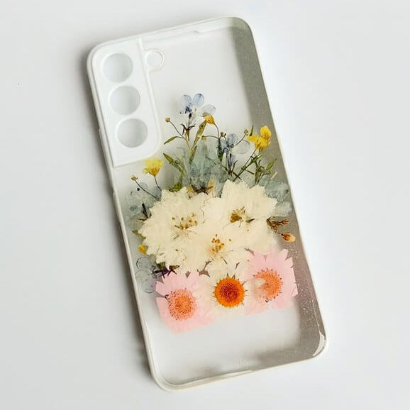 Basket of Pressed Flower | Multicolor Lanyard | Bumper White Border Case