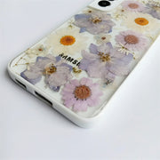 Light Purple | Multicolor Lanyard | Pressed Flower Bumper White Border Case