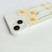 Three Daisies | Multicolor Lanyard | Pressed Flowers Bumper White Border Case