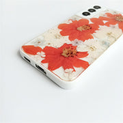 Orange & White | Multicolor Lanyard | Pressed Flowers Bumper White Border Case