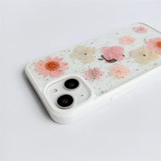 The Foil Pink & White Flower | Multicolor Lanyard | Pressed Flowers Bumper White Border Case