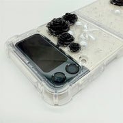 Black Rose | Clear Bumper Case | Z Flip 3, Z Flip 4, Z Fold 3, Z Fold 4