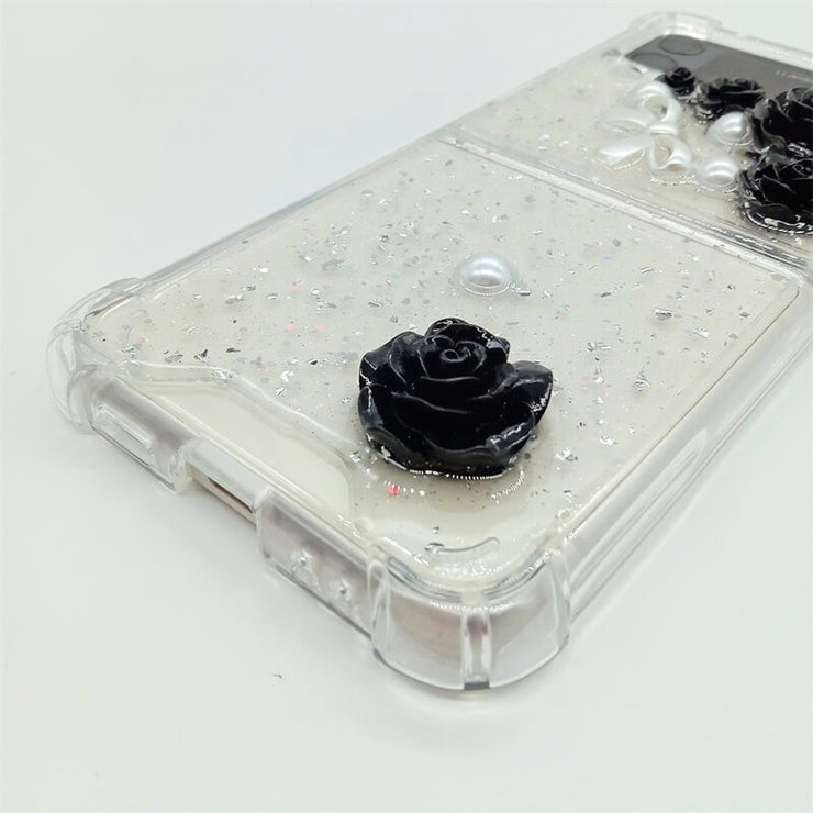 Black Rose | Clear Bumper Case | Z Flip 3, Z Flip 4, Z Fold 3, Z Fold 4