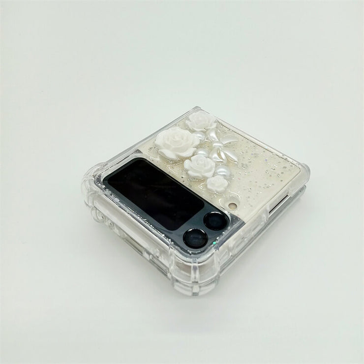 White Rose | Clear Bumper Case | Z Flip 3, Z Flip 4, Z Fold 3, Z Fold 4