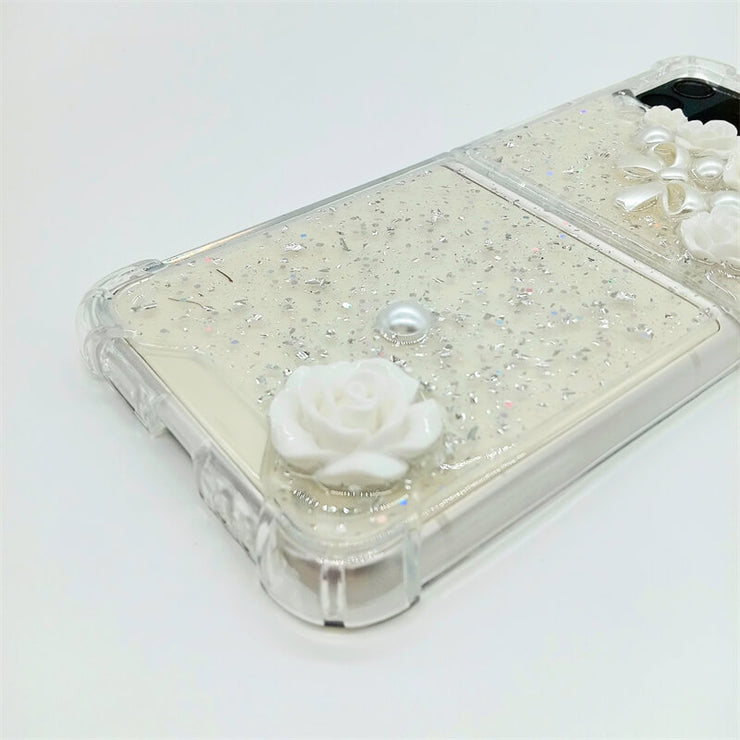 White Rose | Clear Bumper Case | Z Flip 3, Z Flip 4, Z Fold 3, Z Fold 4